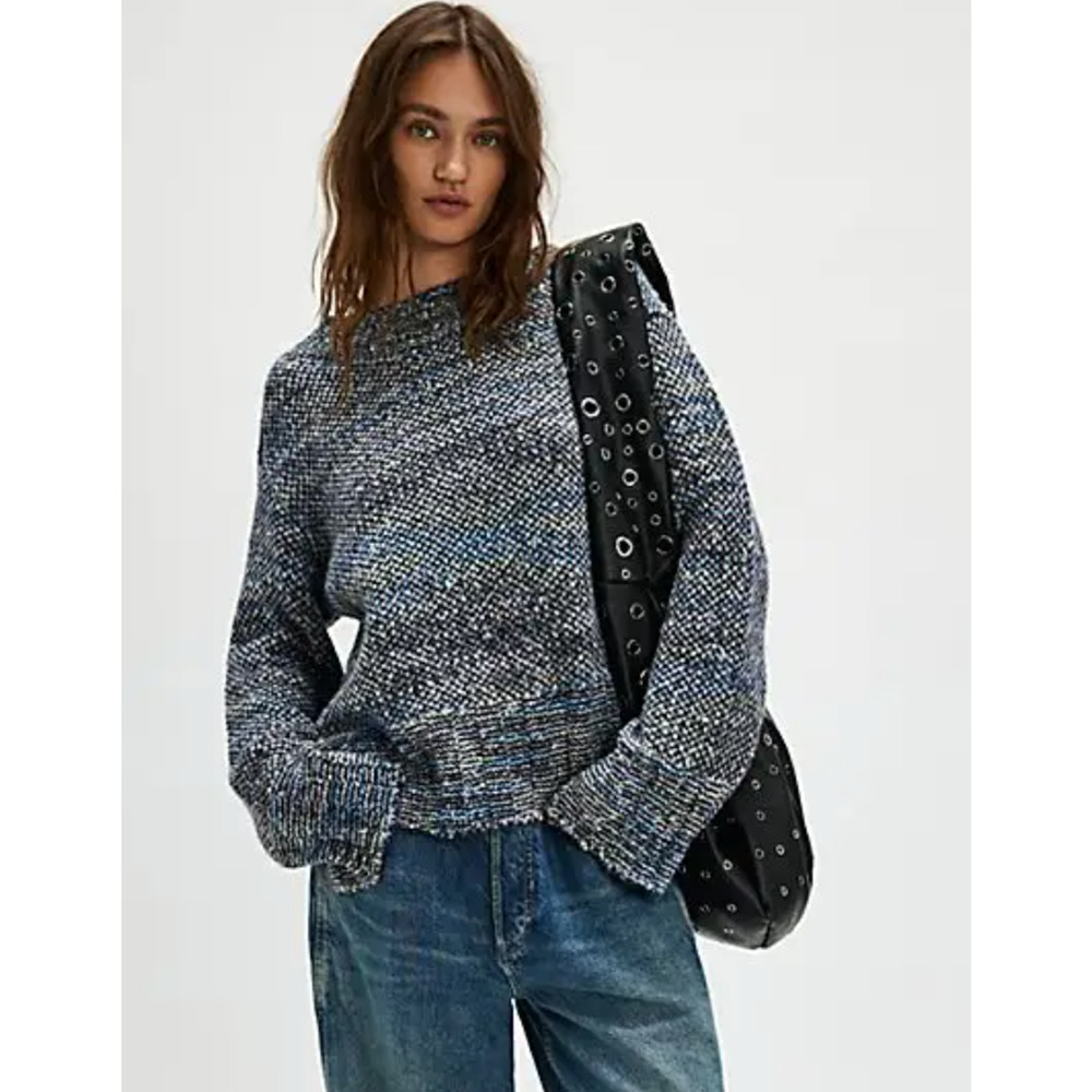 NEW FREE PEOPLE LUNAR ECLIPSE COMBO COTTON CANDY PULLOVER SWEATER SZ XS